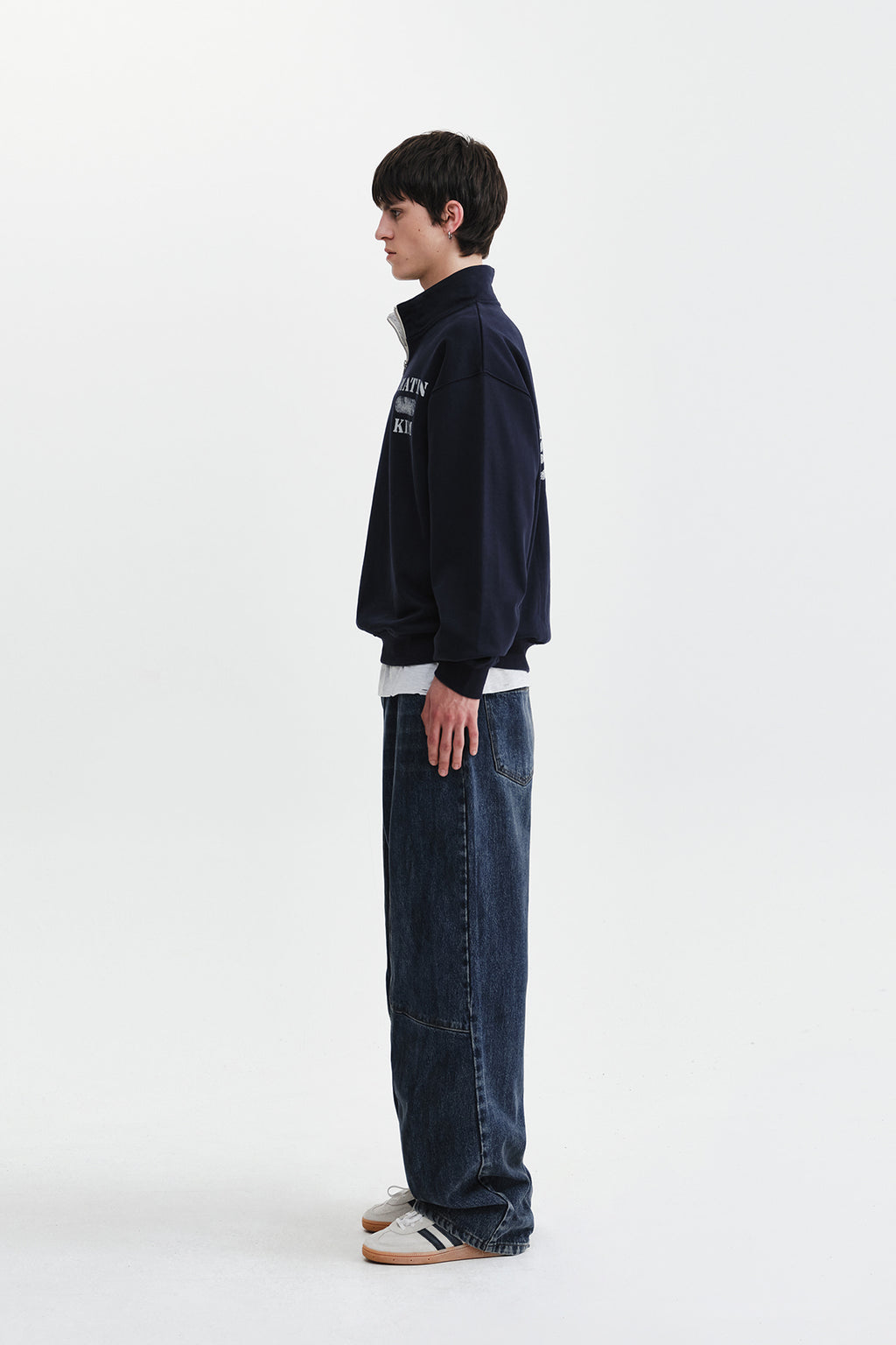 Matin Kim - Matin Logo Quarter Zip Up (Navy) product image 7 | TRAB K-Fashion Australia