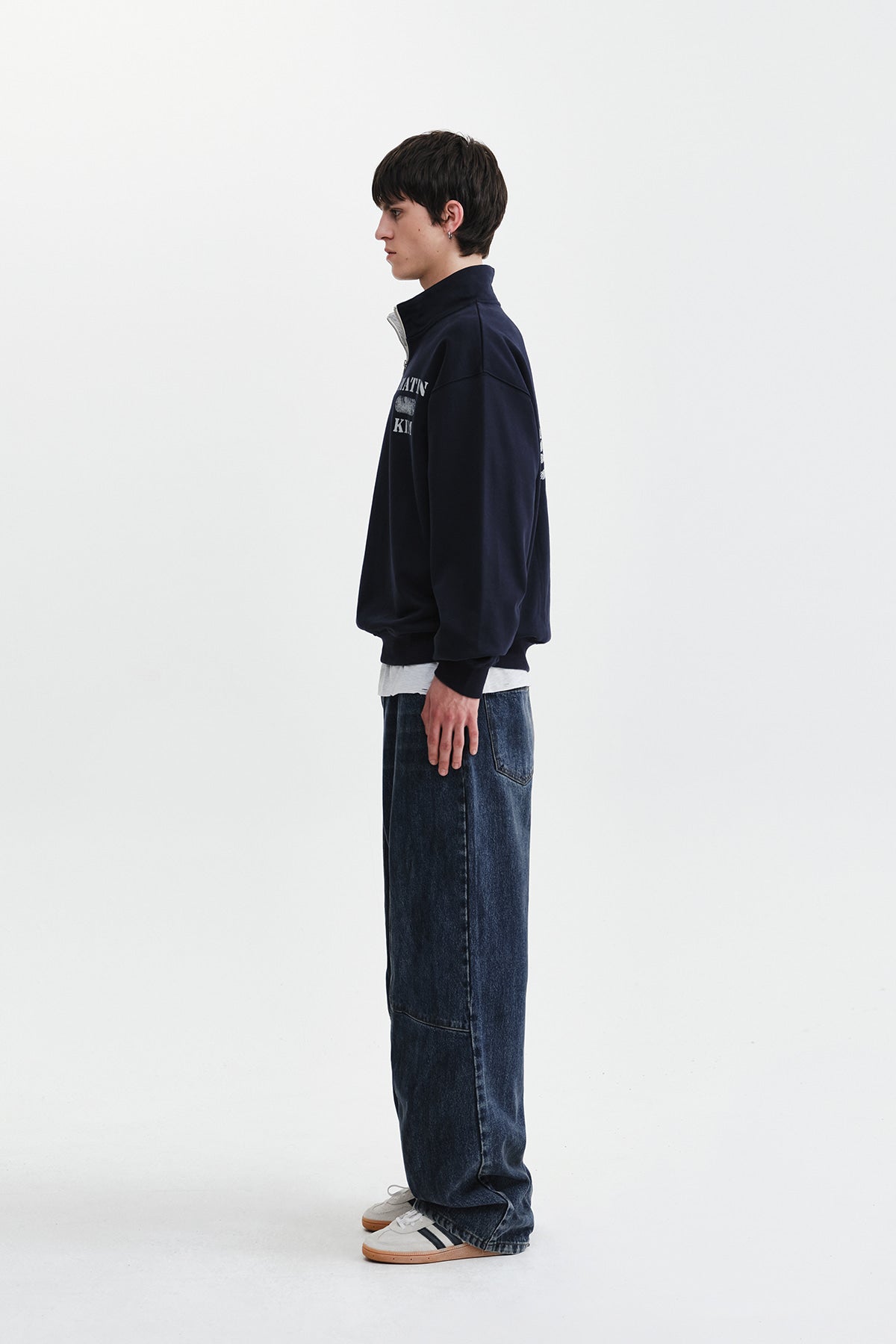 Matin Kim - Matin Logo Quarter Zip Up (Navy) product image 7 | TRAB K-Fashion Australia