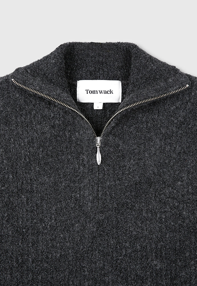 Tonywack - Wool Blend Boucle Zip Sweater (Dark Grey) product image 8 | TRAB K-Fashion Australia
