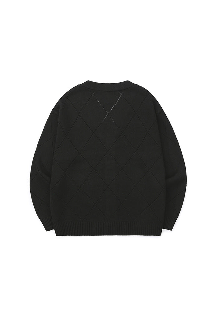 Tonywack - Slashed Argyle Cashmere Cardigan (Black) product image 4 | TRAB K-Fashion Australia