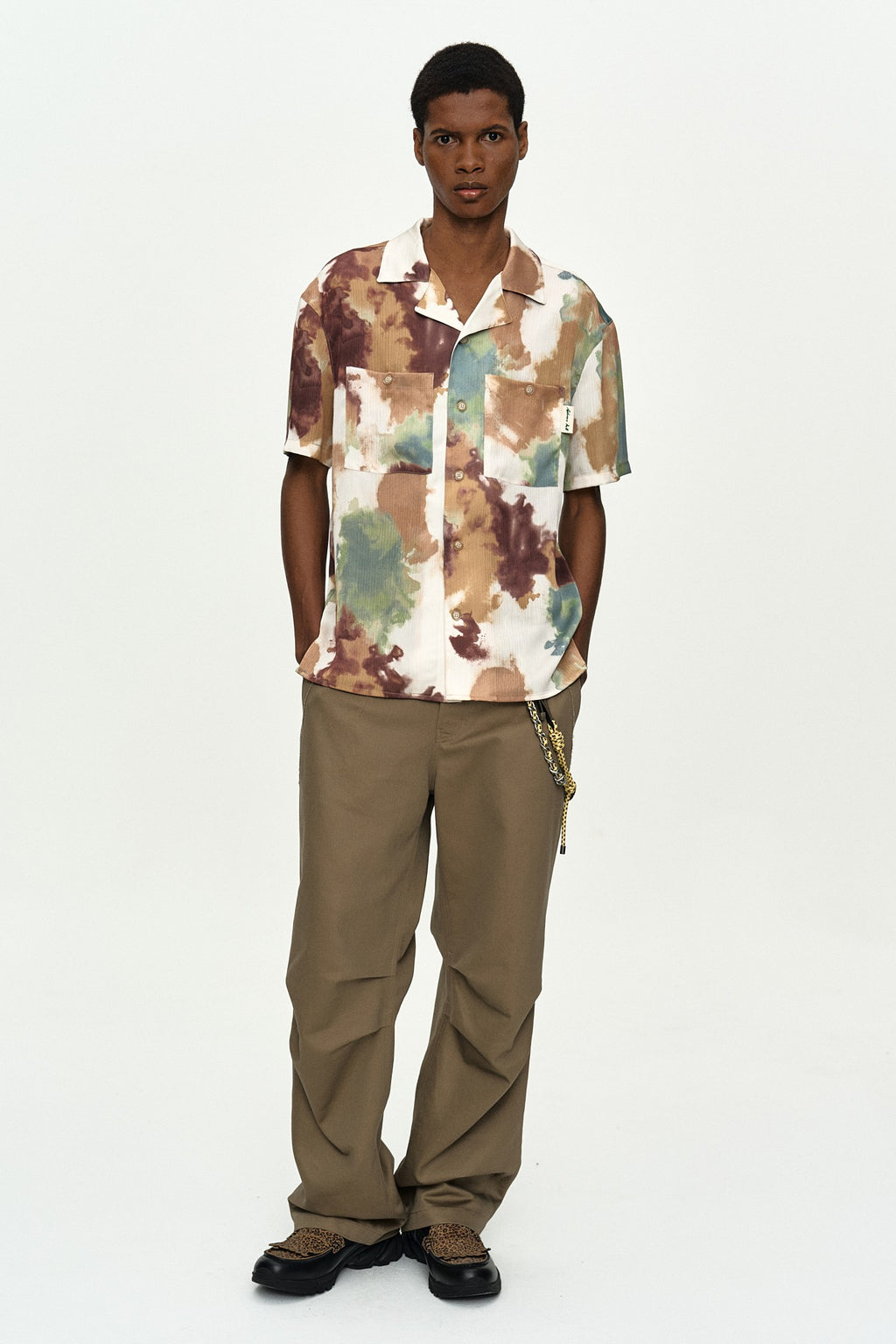 Andersson Bell - Nana Open Collar Shirt (Beige/Brown) product image 1 | TRAB K-Fashion Australia