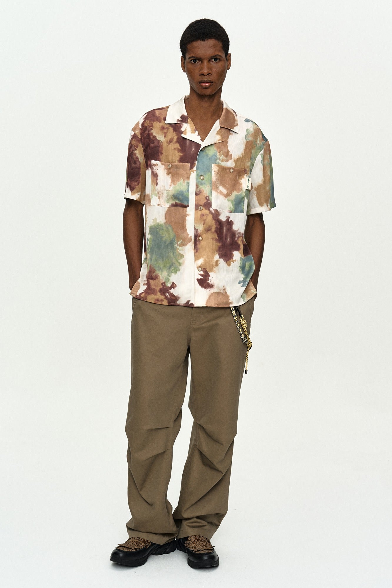 Andersson Bell - Nana Open Collar Shirt (Beige/Brown) product image 1 | TRAB K-Fashion Australia