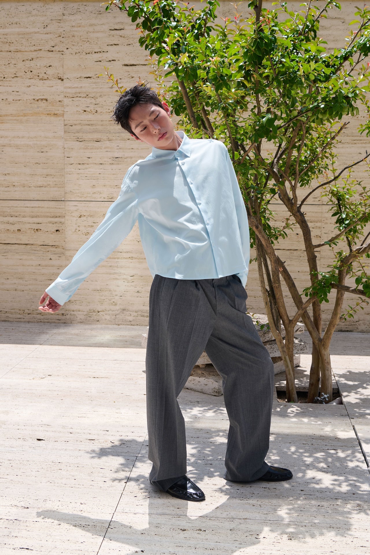 STU - Stripe Crop Shirt (Sky Blue) product image 9 | TRAB K-Fashion Australia