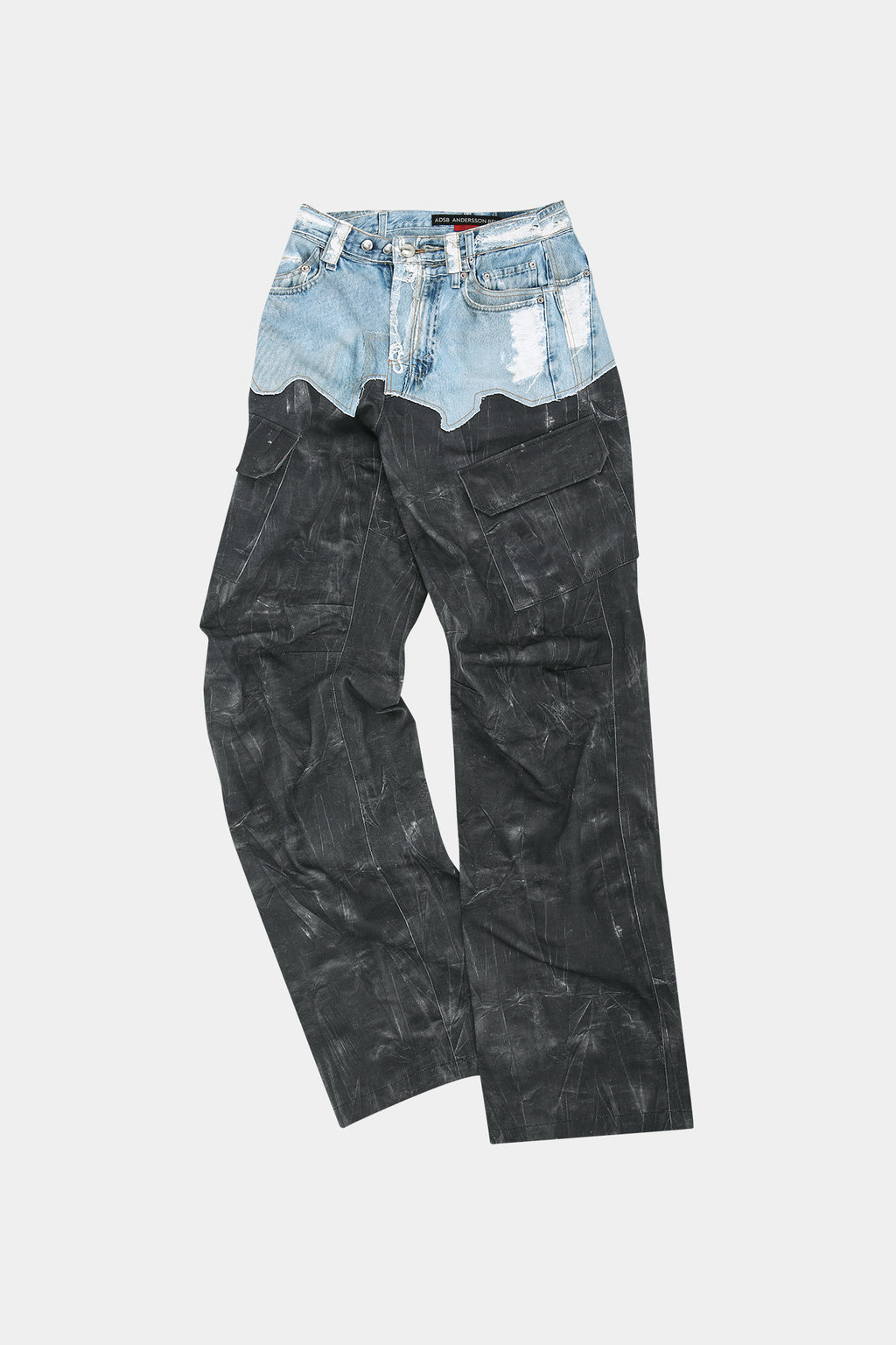 Andersson Bell - Faux-Denim & Scratch Leather Printed Cargo-Pants (Denim/Black) product image 9 | TRAB K-Fashion Australia