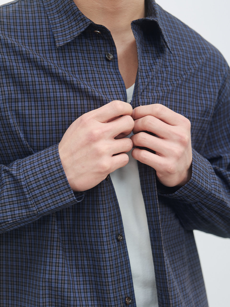 Kijun - Soft Check Shirt (Navy) product image 6 | TRAB K-Fashion Australia