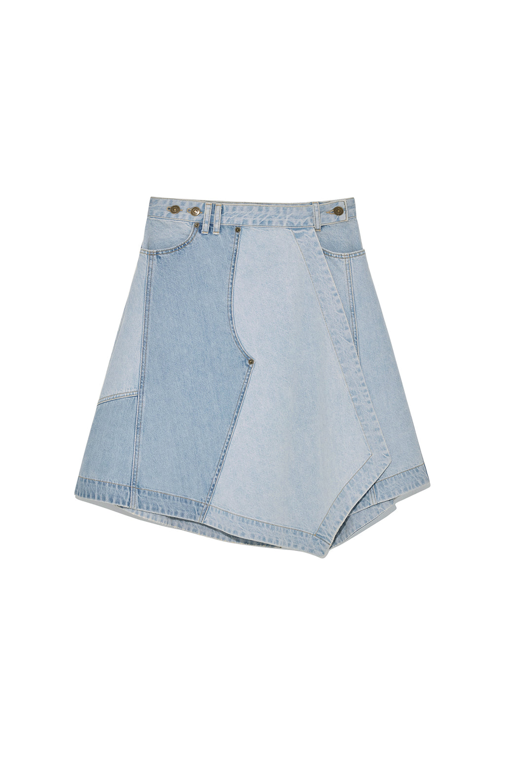 Matin Kim - Denim Mixed Flare Skirt (Light Blue) product image 1 | TRAB K-Fashion Australia