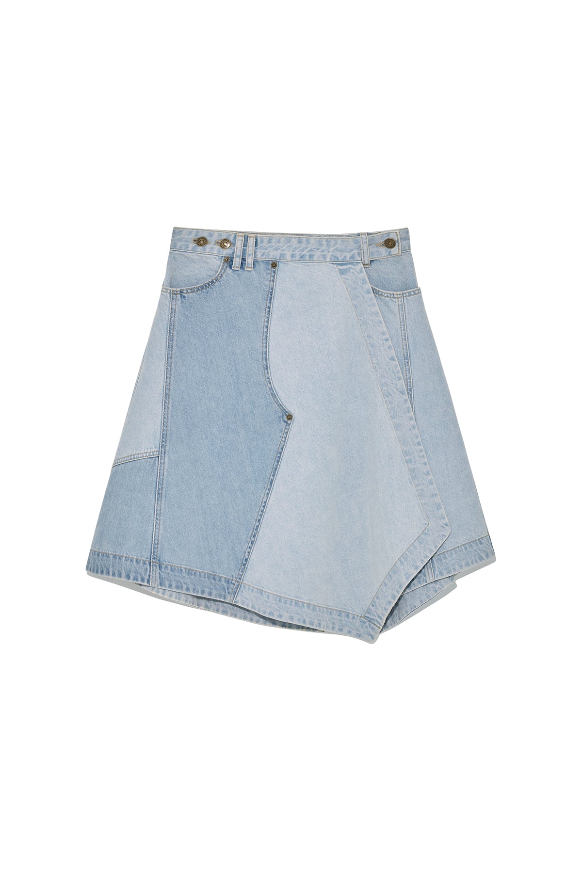 Matin Kim - Denim Mixed Flare Skirt (Light Blue) product image 1 | TRAB K-Fashion Australia