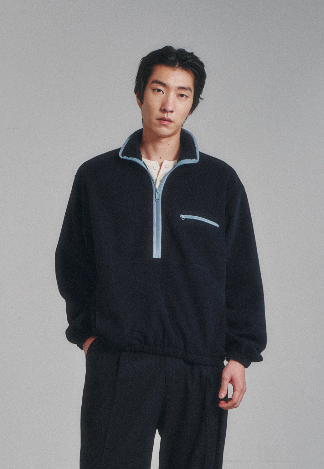 Art if acts - Fleece Half Zip Pullover (Navy) product image 4 | TRAB K-Fashion Australia