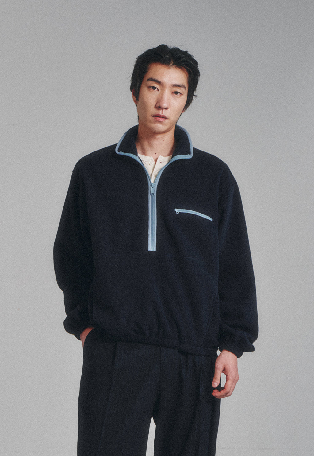 Art if acts - Fleece Half Zip Pullover (Navy) product image 4 | TRAB K-Fashion Australia