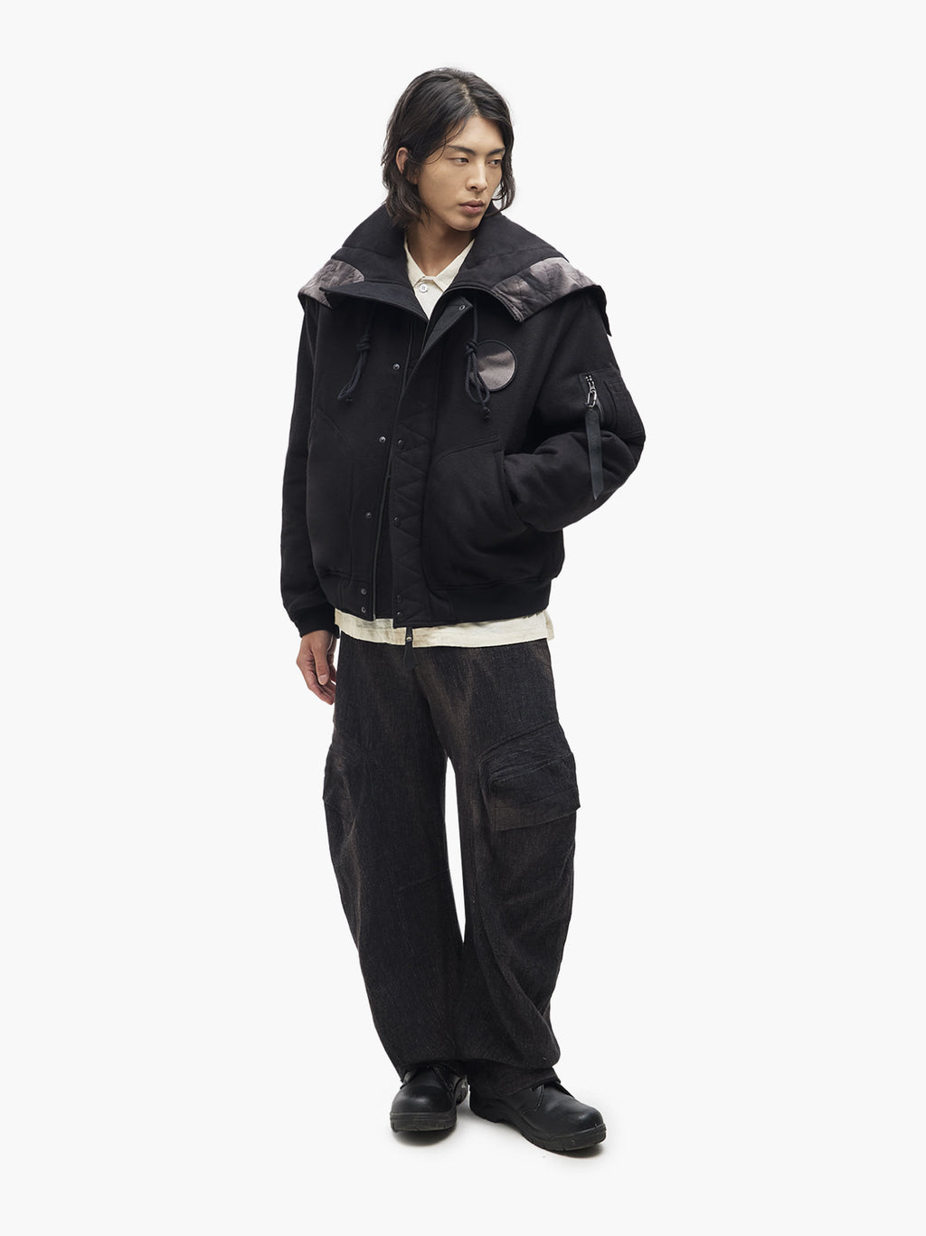 Jiyong Kim - Sun-Bleached Split-Hood Flight Jacket (Black) product image 1 | TRAB K-Fashion Australia