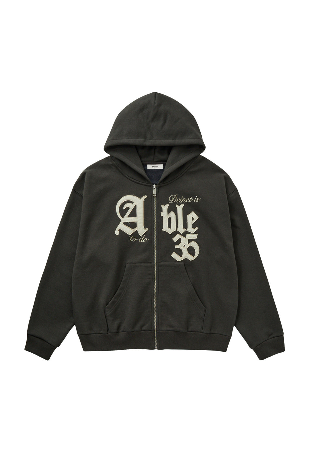 Deinet - Applique Able Oversize Hood Zip Up (Charcoal) product image 1 | TRAB K-Fashion Australia
