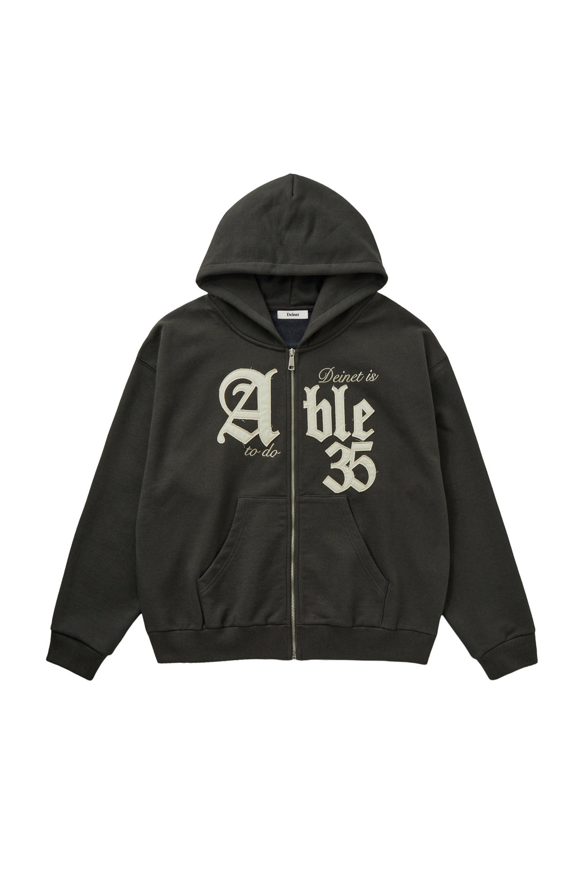 Deinet - Applique Able Oversize Hood Zip Up (Charcoal) product image 1 | TRAB K-Fashion Australia