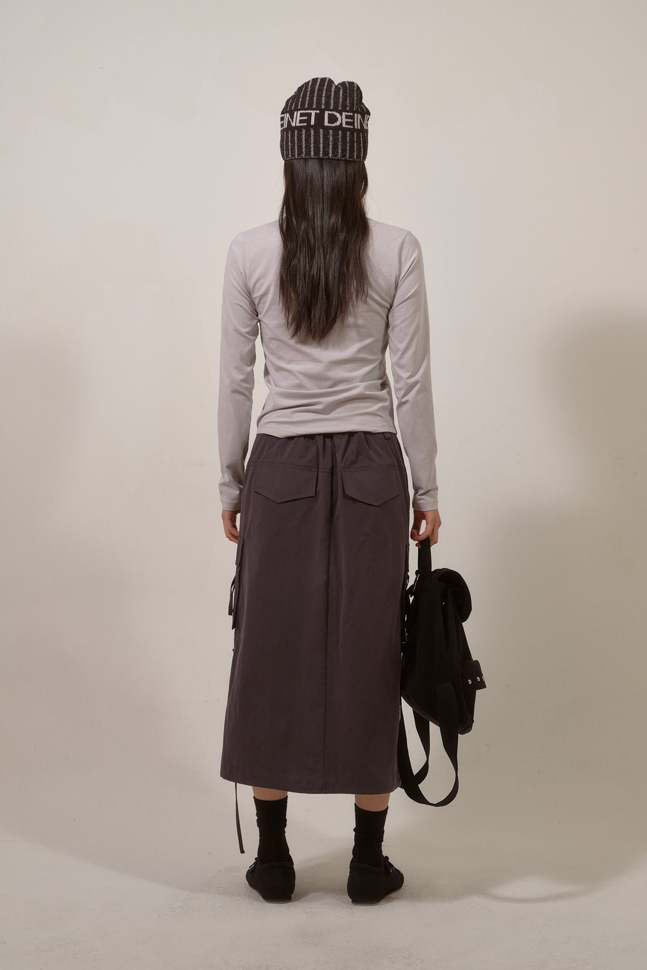 Deinet - String Point Cargo Skirt (Charcoal) product image 3 | TRAB K-Fashion Australia