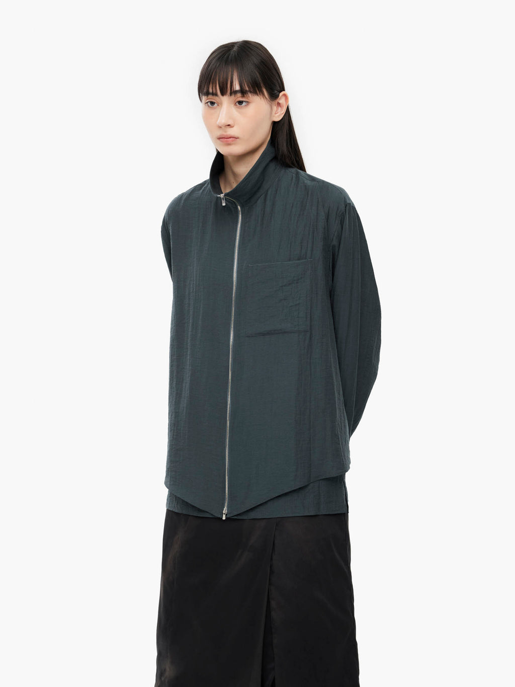 Jiyong Kim - Layered Zip-Up Shirt (Navy) product image 5 | TRAB K-Fashion Australia