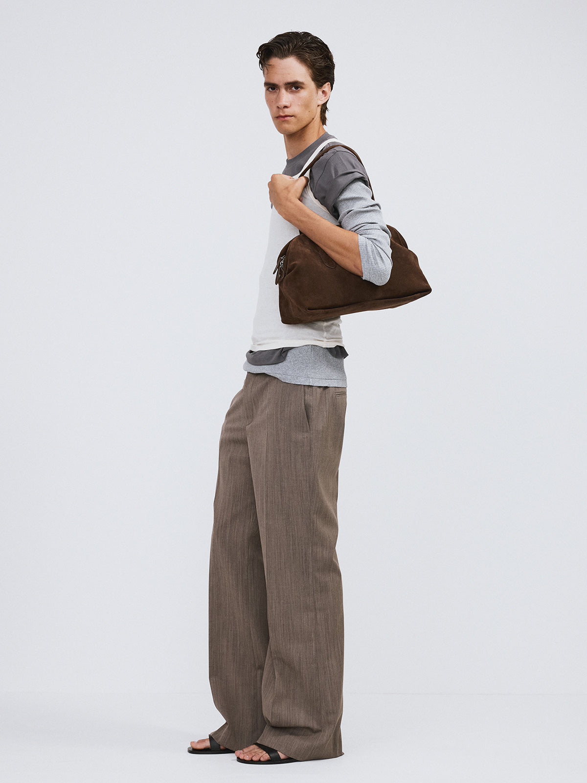 Recto - Ribbed Jersey Long-Sleeve Top (Melange Grey) product image 3 | TRAB K-Fashion Australia