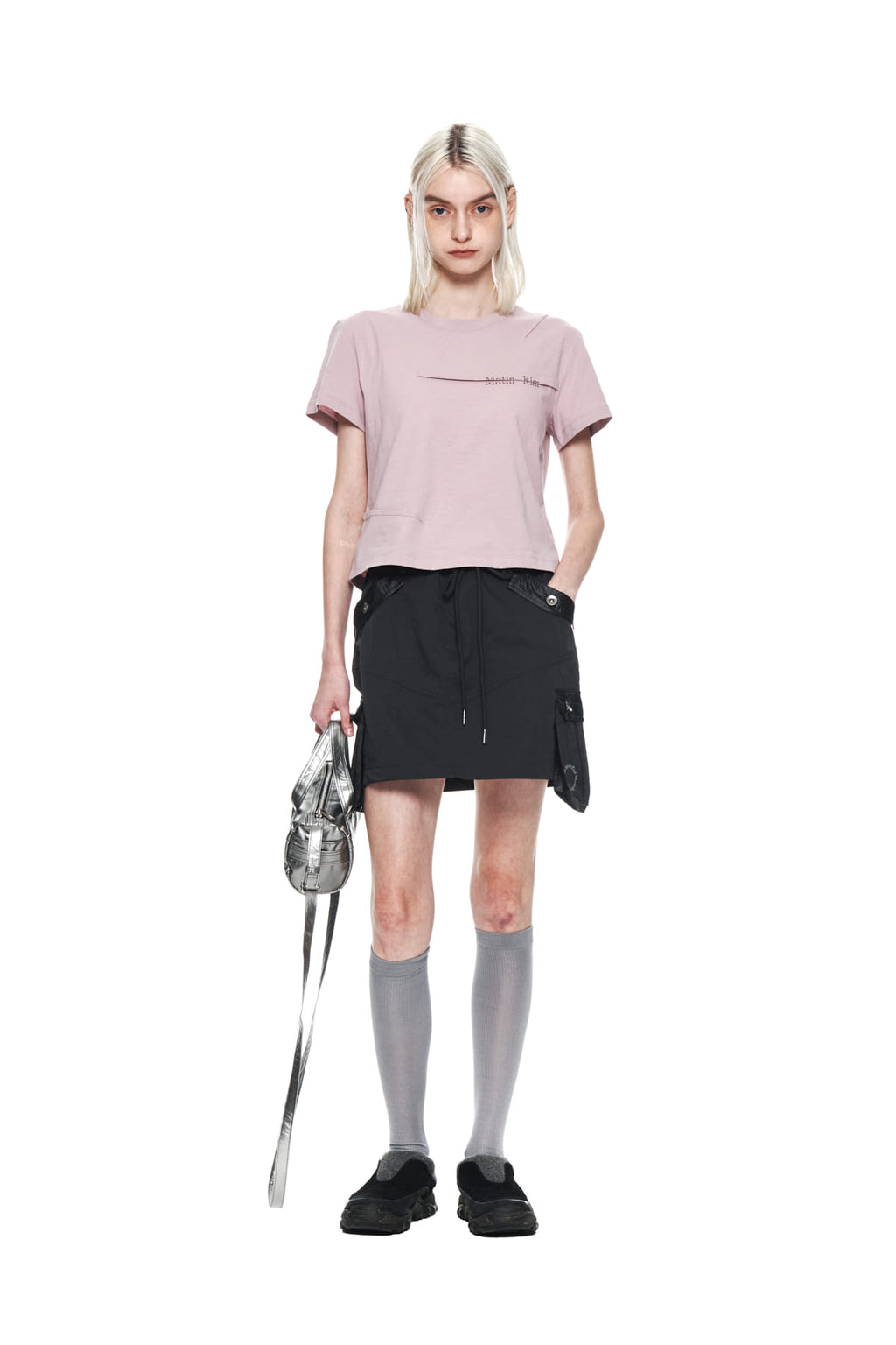 Matin Kim - Slit Pintuck Point Crop Top (Indian Pink) product image 8 | TRAB K-Fashion Australia