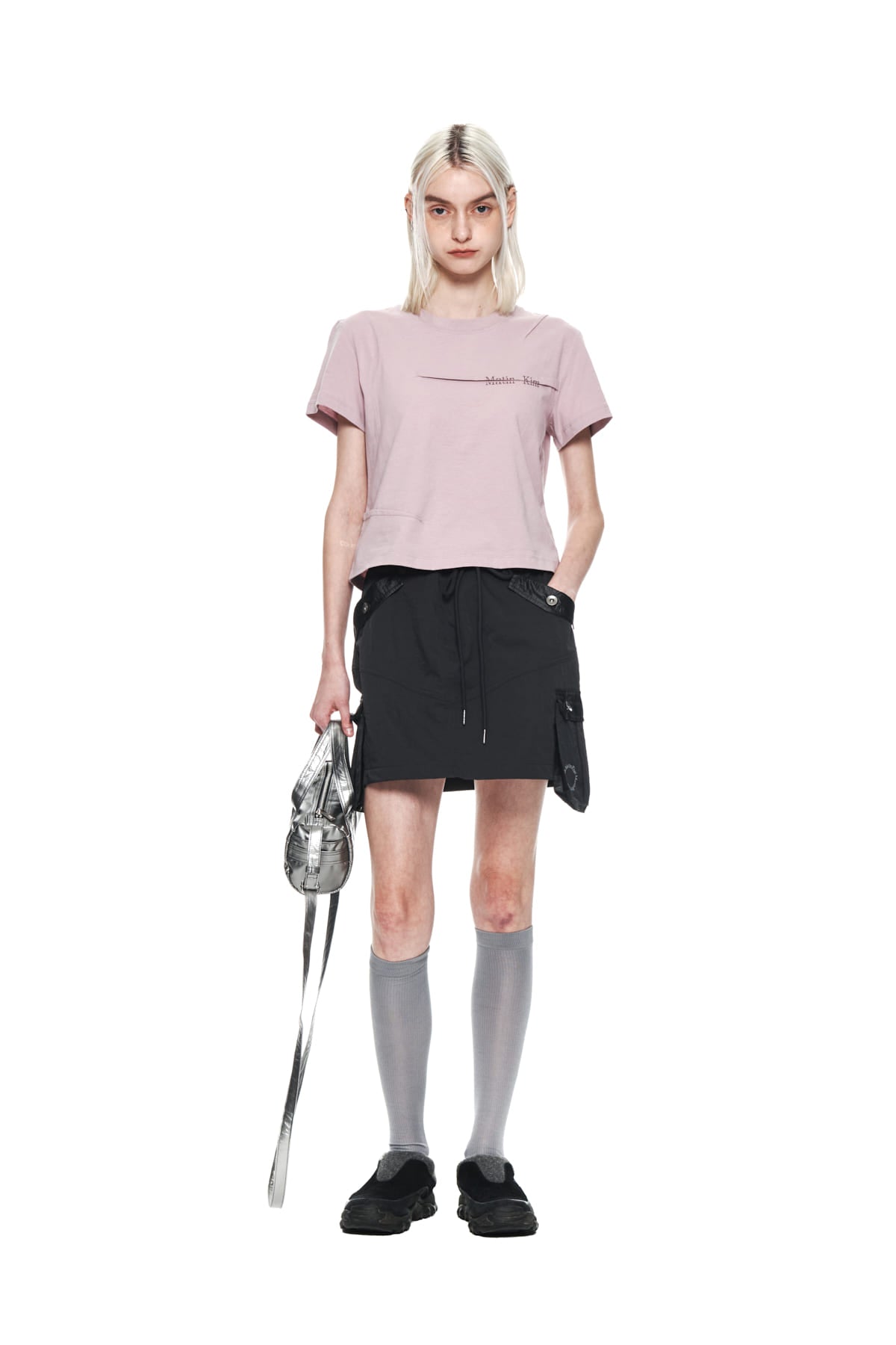 Matin Kim - Slit Pintuck Point Crop Top (Indian Pink) product image 8 | TRAB K-Fashion Australia