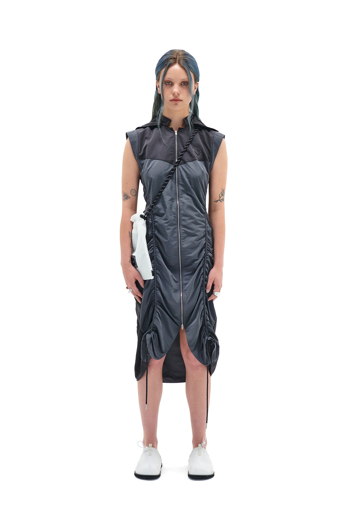 Matin Kim - Shirring Sleeveless Zip Up Dress (Charcoal) product image 10 | TRAB K-Fashion Australia