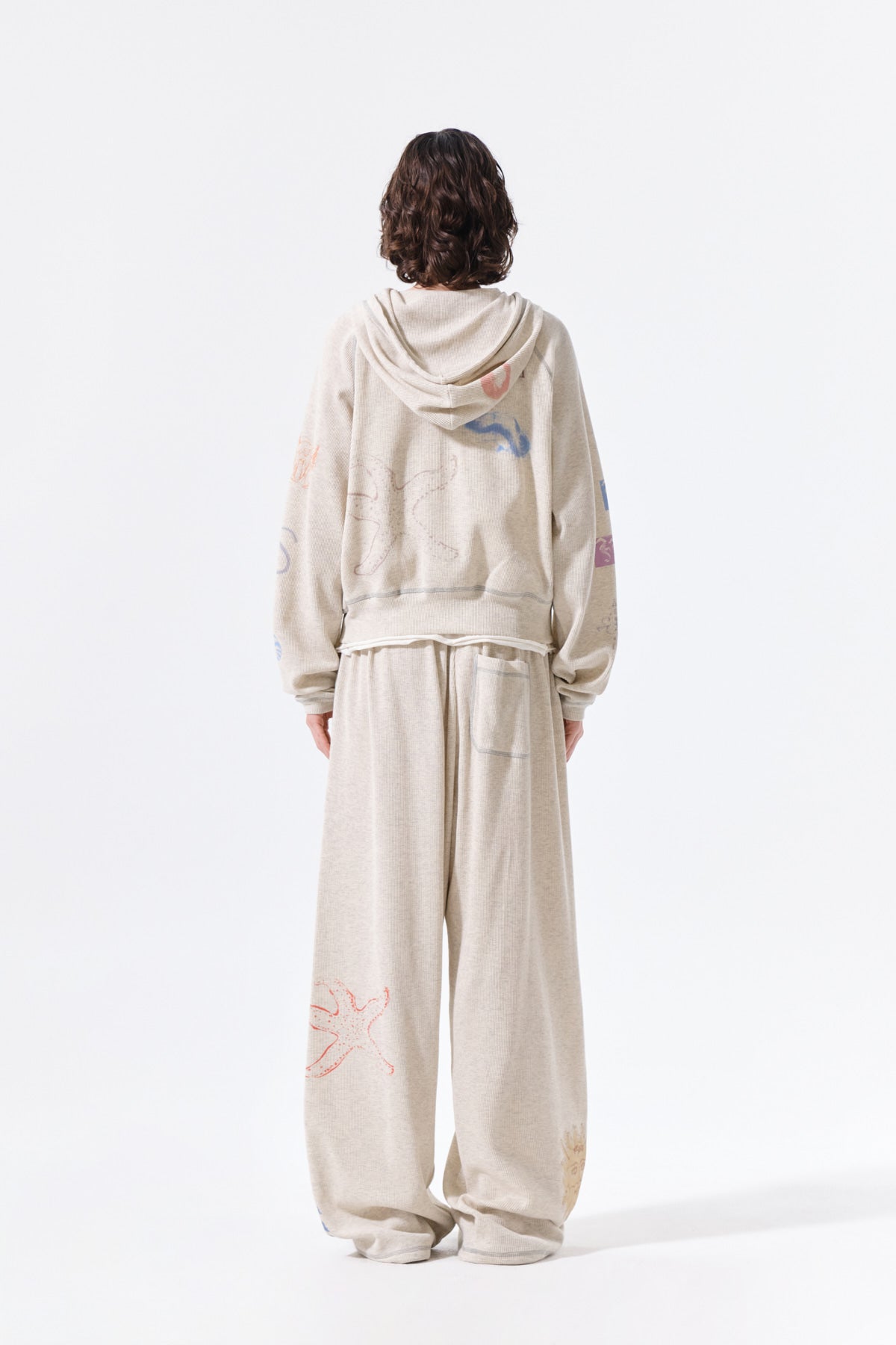 Matin Kim - Sketch Graffiti Waffle Pants (Light Beige) product image 9 | TRAB K-Fashion Australia