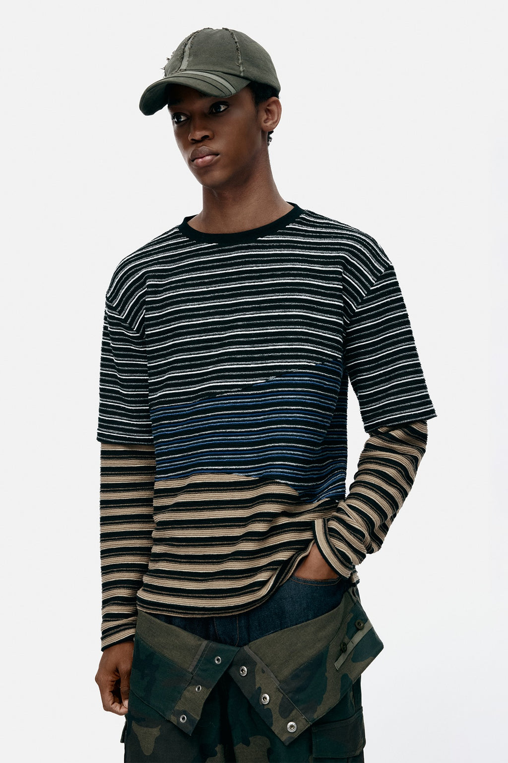 Andersson Bell - Stripe Layered Sweatshirts (Multi) product image 1 | TRAB K-Fashion Australia