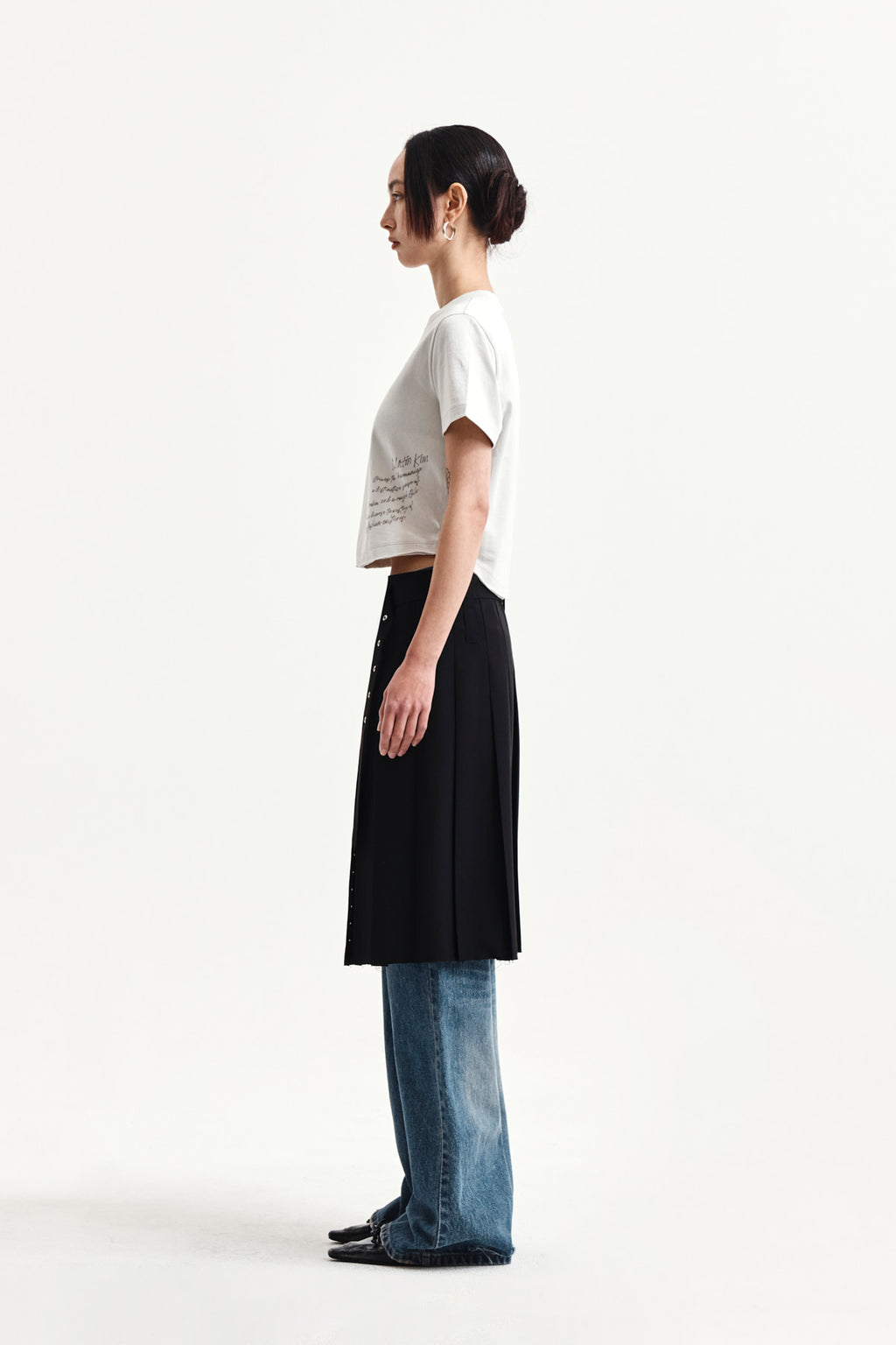 Matin Kim - Graffiti Round Hem Crop Top (Cream) product image 6 | TRAB K-Fashion Australia