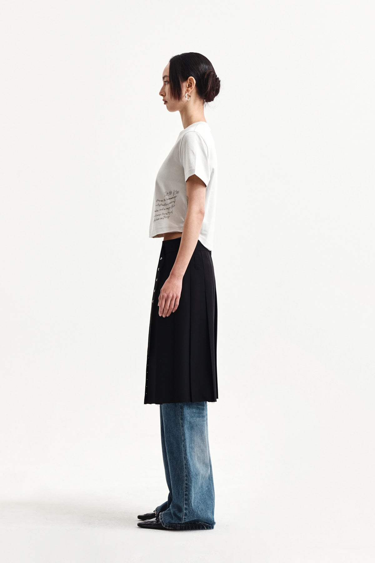Matin Kim - Graffiti Round Hem Crop Top (Cream) product image 6 | TRAB K-Fashion Australia