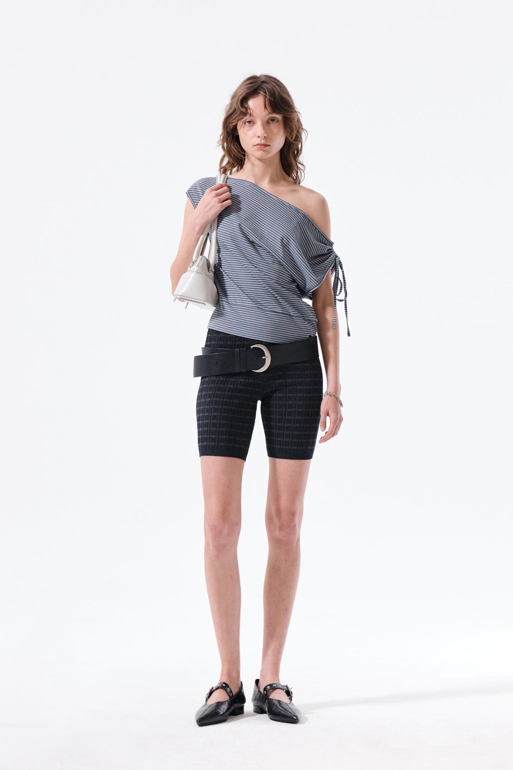 Matin Kim - Draped Asymmetric Sleeveless Top (Smoke Blue) product image 8 | TRAB K-Fashion Australia