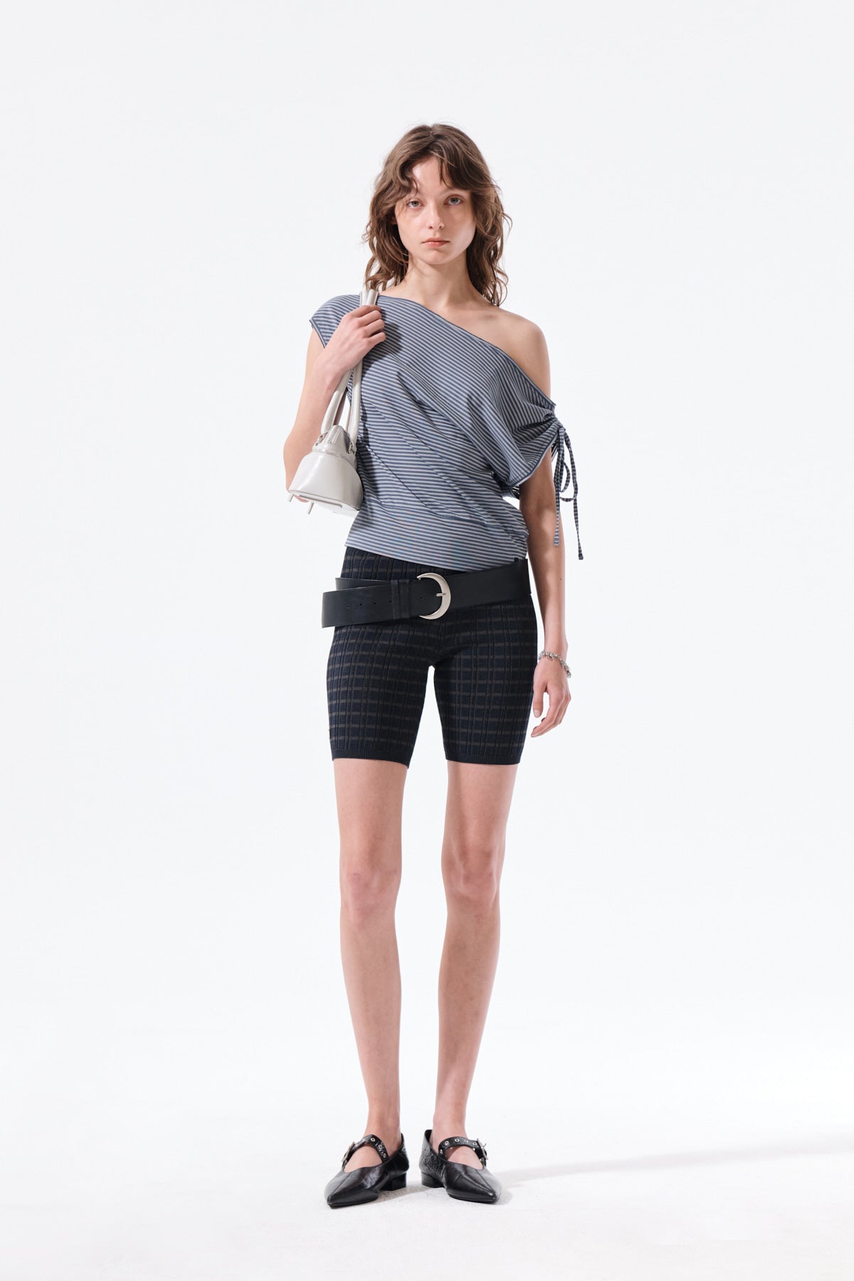 Matin Kim - Draped Asymmetric Sleeveless Top (Smoke Blue) product image 8 | TRAB K-Fashion Australia