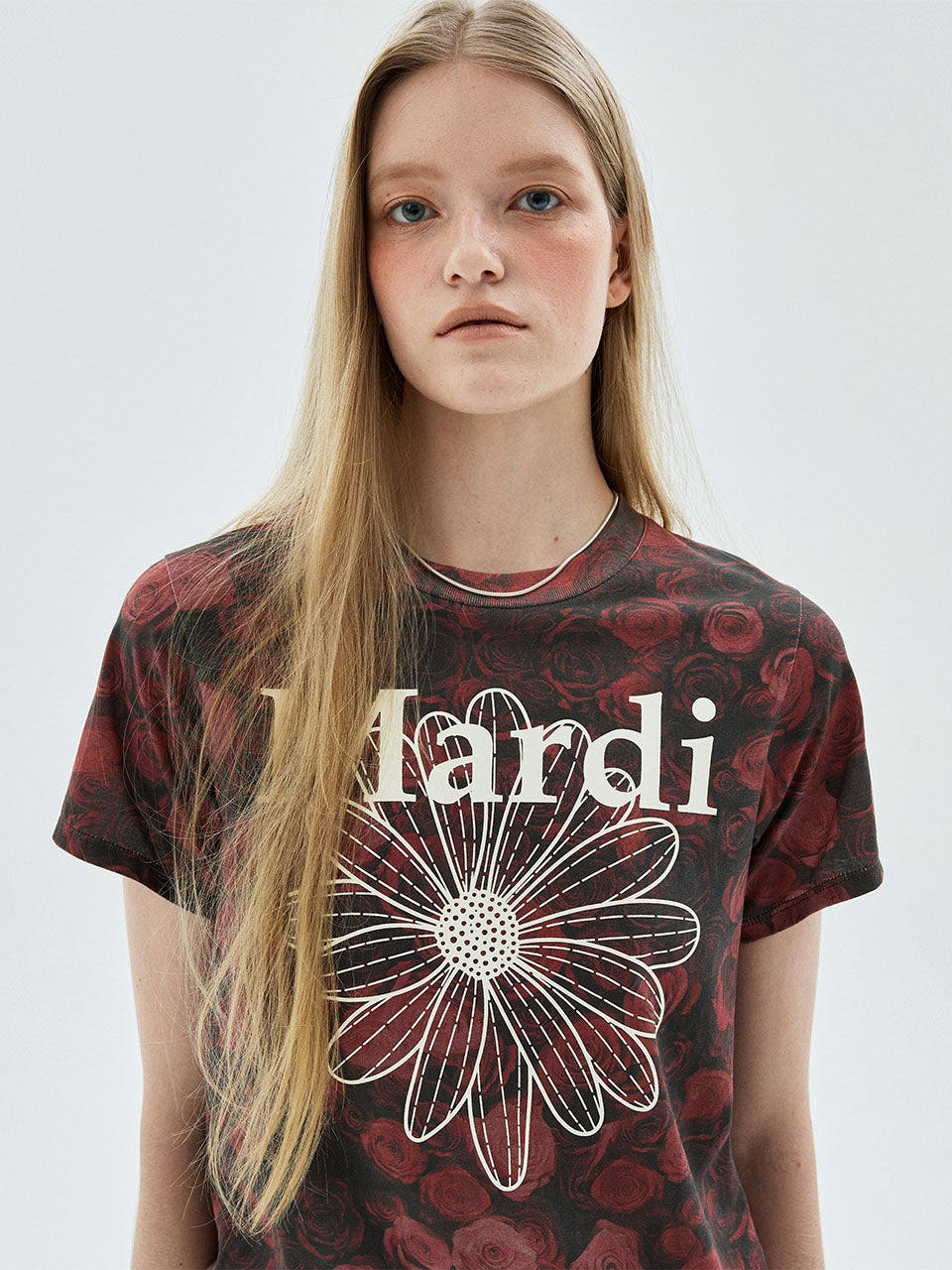 Mardi Mercredi - Slim Tshirt Flowermardi Fleur De Rose (Red Ivory) product image 1 | TRAB K-Fashion Australia