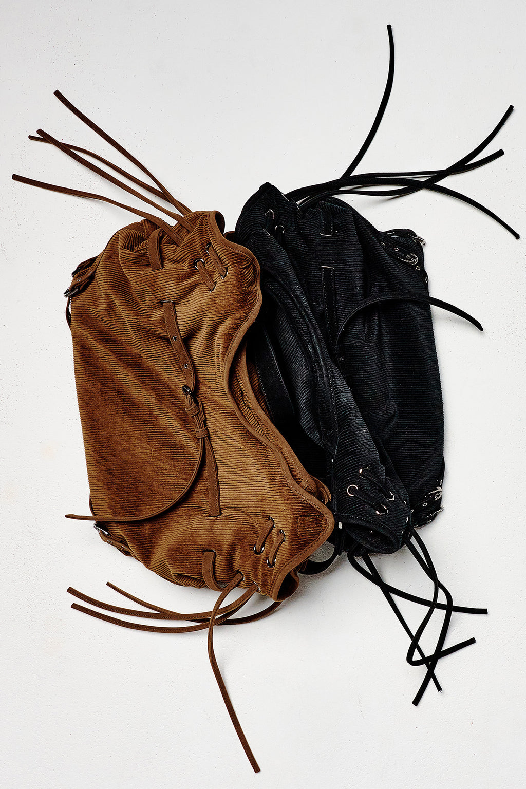 Deinet - Belt Detail Corduroy Big Shoulder Bag (Brown) product image 2 | TRAB K-Fashion Australia