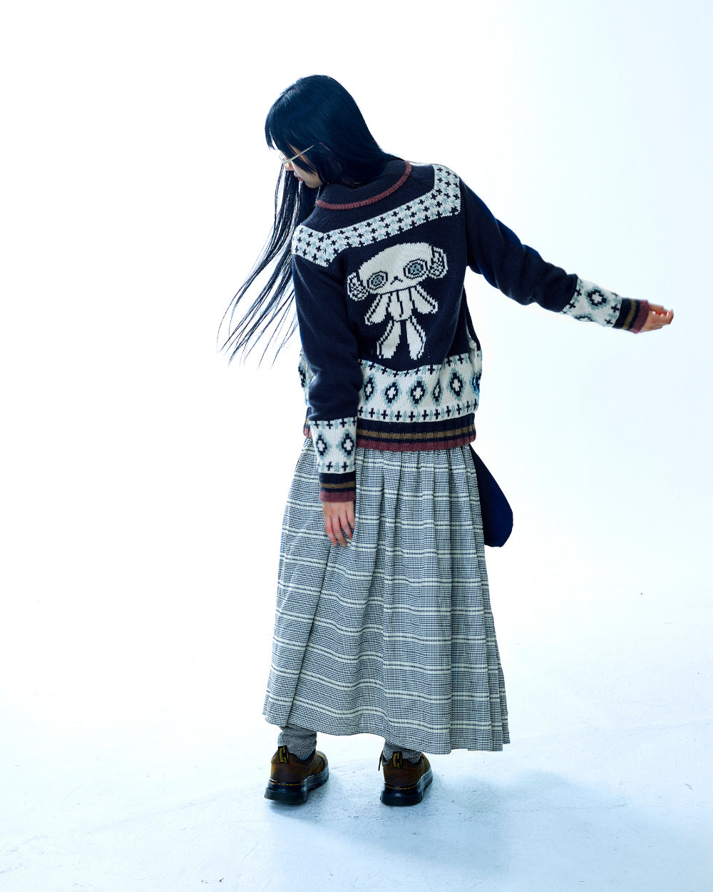 Coyseio - Mossy Cowichan Knit Jacket (Navy) product image 7 | TRAB K-Fashion Australia