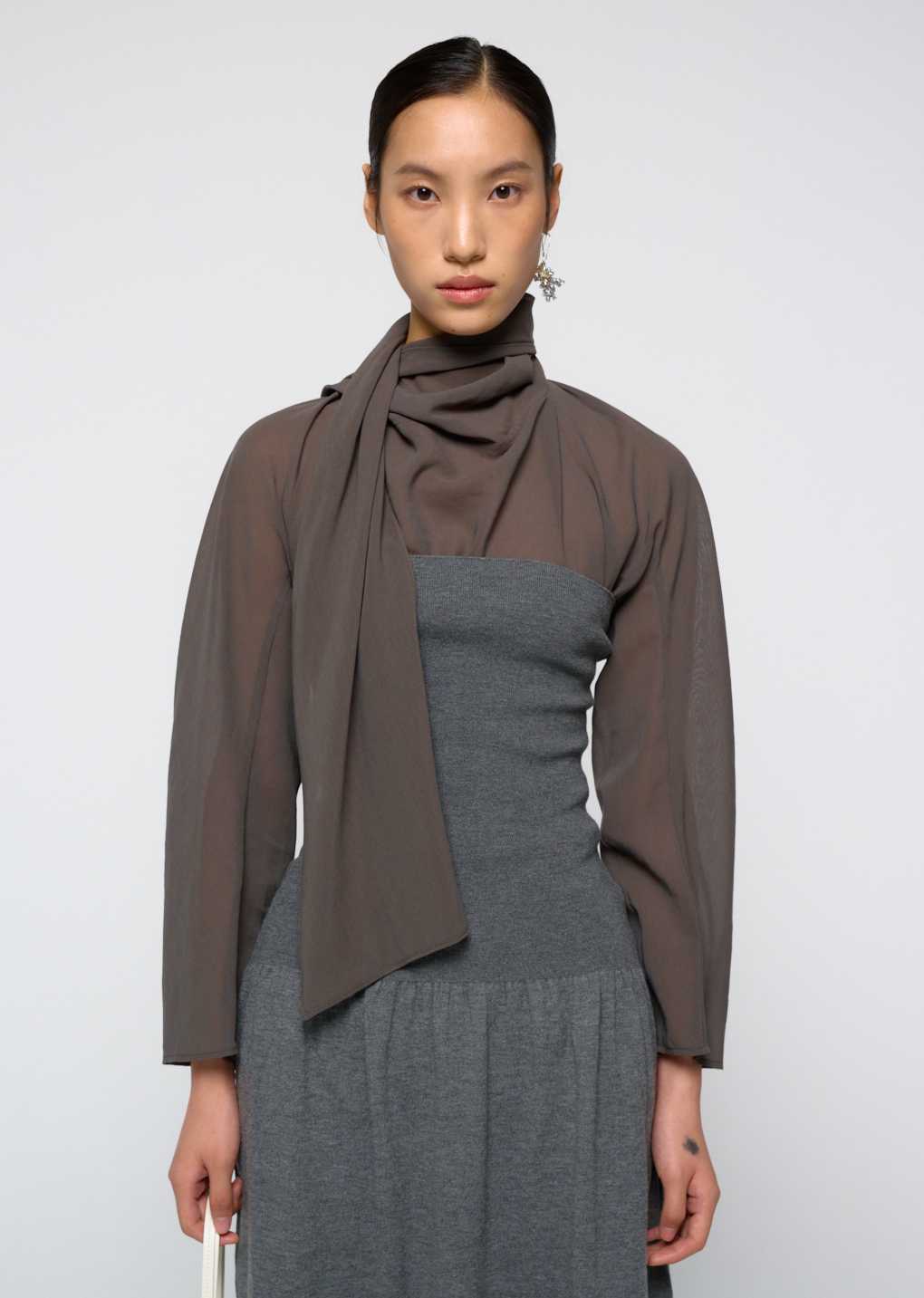Amomento - Sheer cotton scarf top (Grey) product image 5 | TRAB K-Fashion Australia