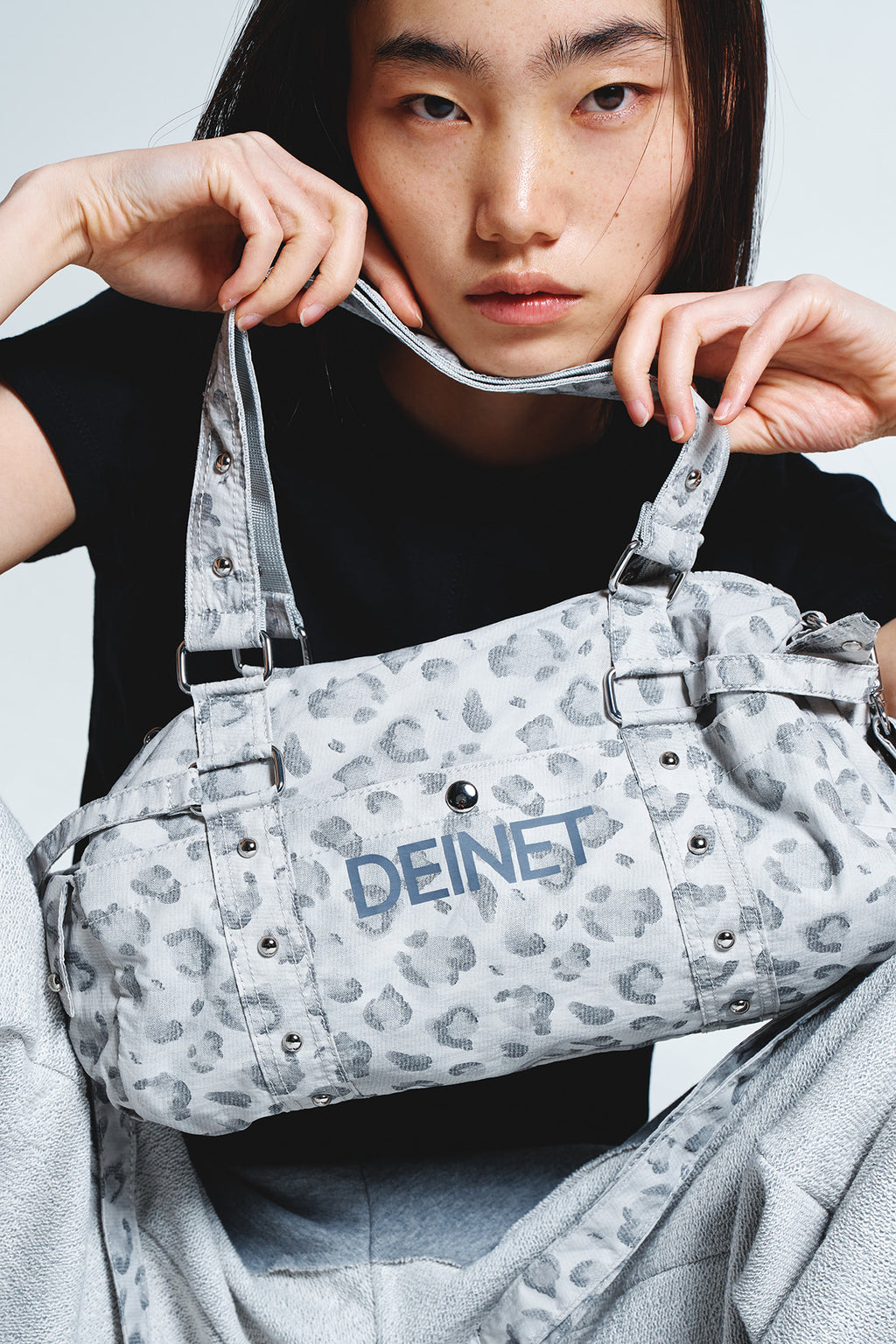 Deinet - Logo Leopard Duffle Mini Bag (Grey) product image 2 | TRAB K-Fashion Australia