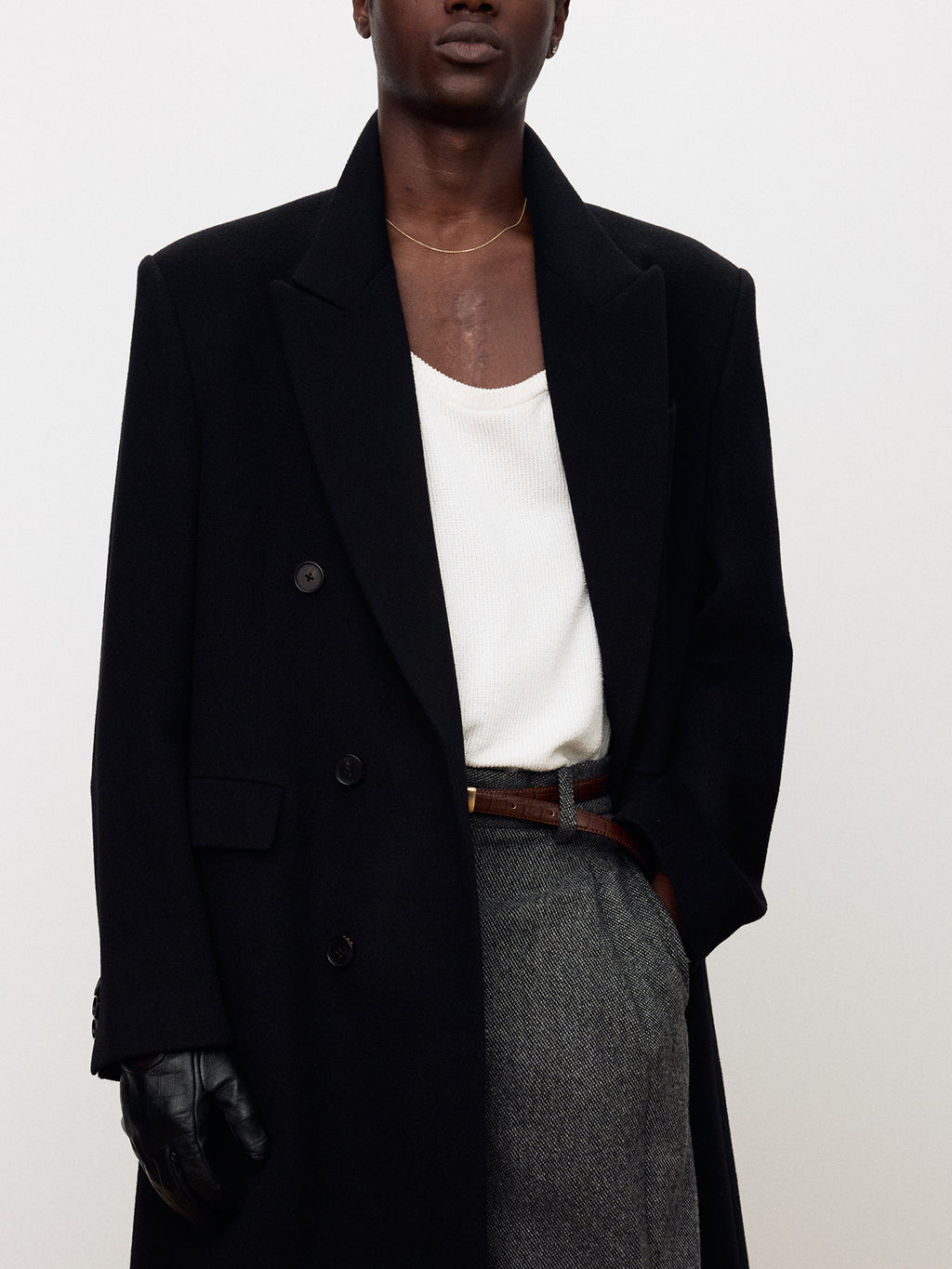 Tonywack - Wool And Cashmere Double-Breasted Coat (Black) product image 6 | TRAB K-Fashion Australia
