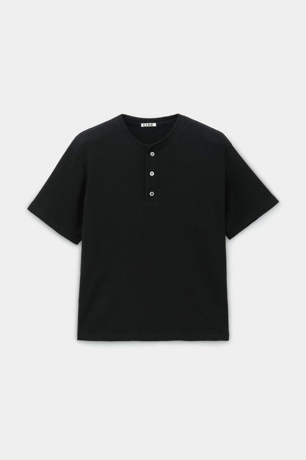 Coor - Waffle Henley T-Shirt (Black) product image 1 | TRAB K-Fashion Australia