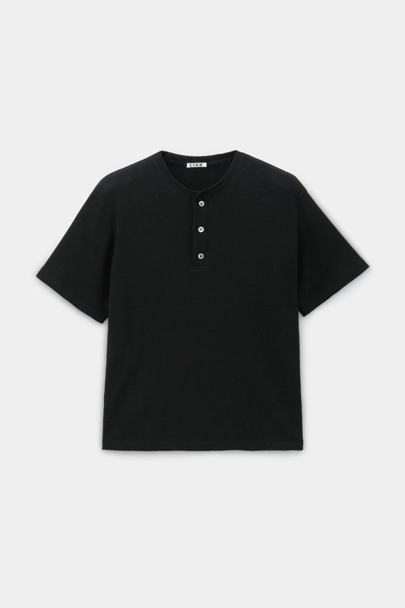 Coor - Waffle Henley T-Shirt (Black) product image 1 | TRAB K-Fashion Australia