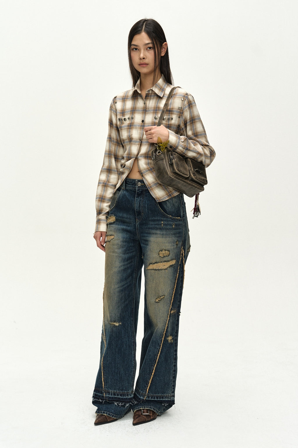 Andersson Bell - Layered Wide Jeans (blue) (Blue) product image 3 | TRAB K-Fashion Australia