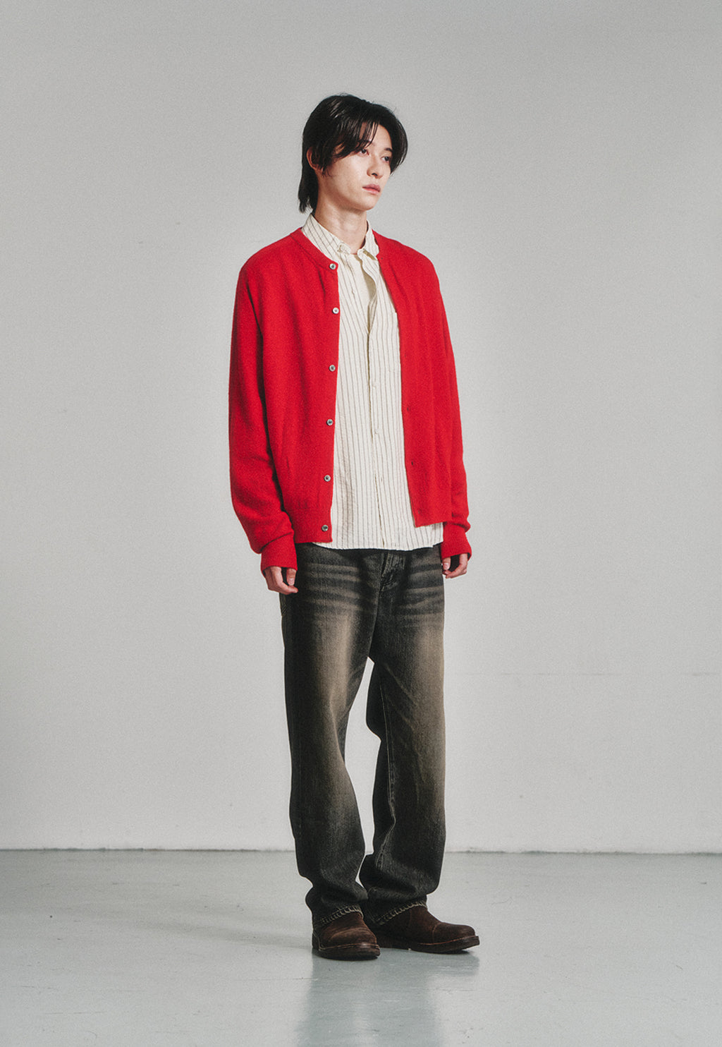 Art if acts - Wholegarment Round Neck Cardigan (Red) product image 3 | TRAB K-Fashion Australia