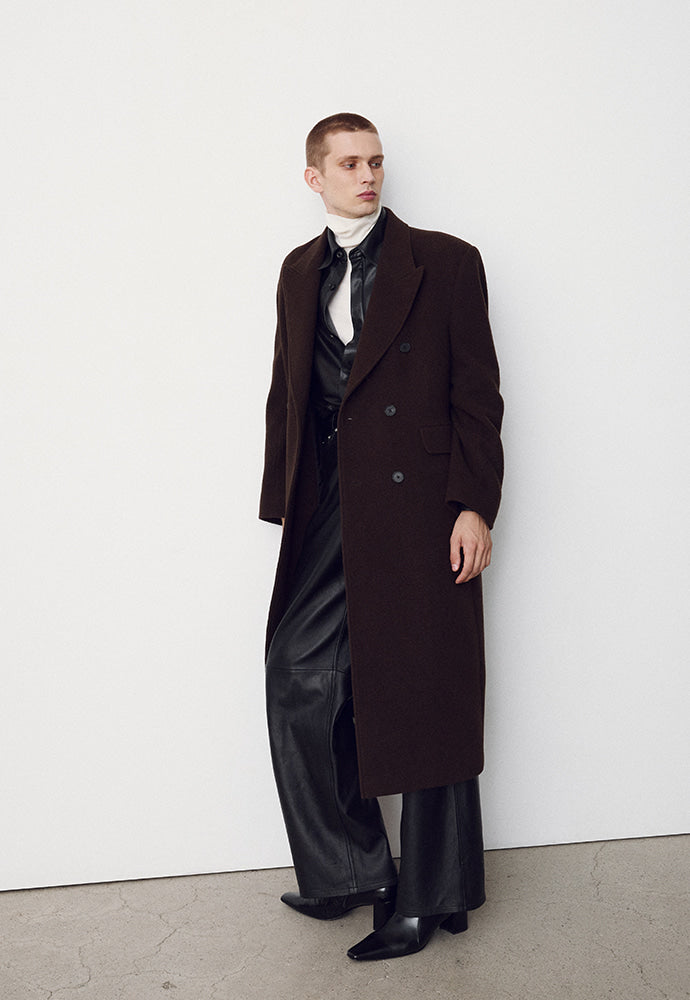 Tonywack - Textured Wool And Cashmere Double-Breasted Coat (Dark Brown) product image 5 | TRAB K-Fashion Australia