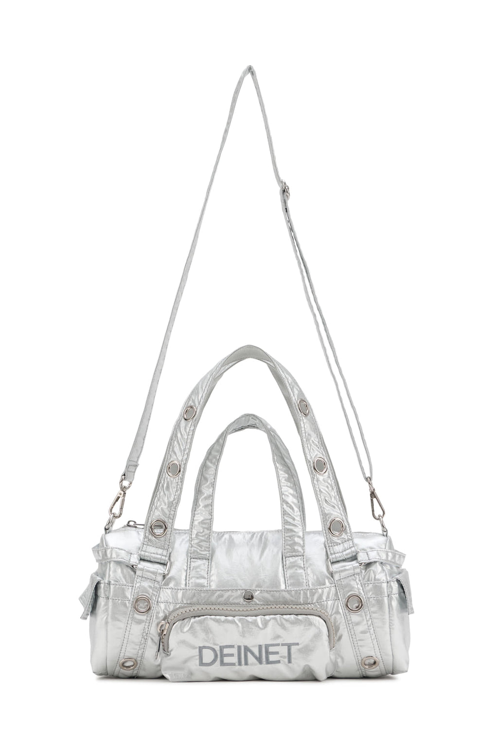 Deinet - Eyelet Glossy Mini Duffle Bag (Silver) product image 8 | TRAB K-Fashion Australia
