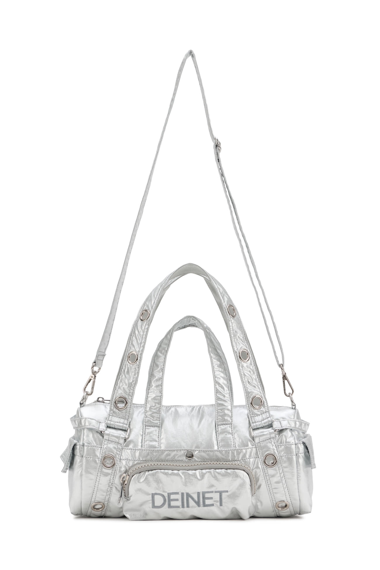 Deinet - Eyelet Glossy Mini Duffle Bag (Silver) product image 8 | TRAB K-Fashion Australia