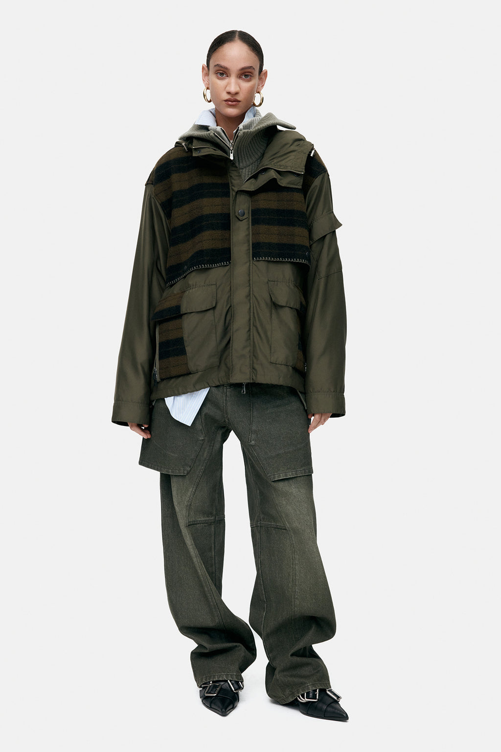 Andersson Bell - Unisex Check Layered Jumper (Khaki) product image 6 | TRAB K-Fashion Australia