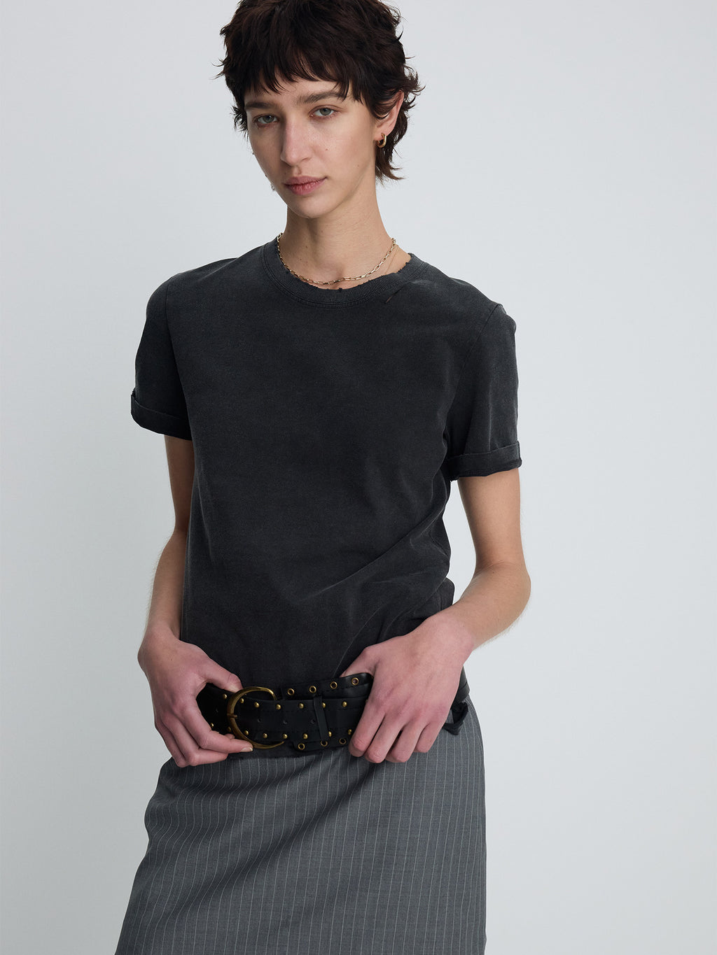 Tonywack - Wool Pin Striped Mini Skirt (Grey Pinstripe) product image 7 | TRAB K-Fashion Australia
