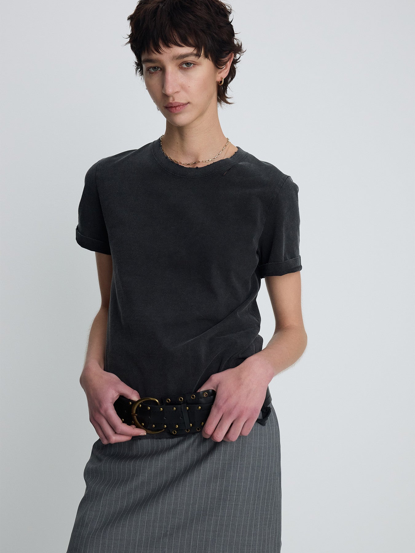 Tonywack - Wool Pin Striped Mini Skirt (Grey Pinstripe) product image 7 | TRAB K-Fashion Australia
