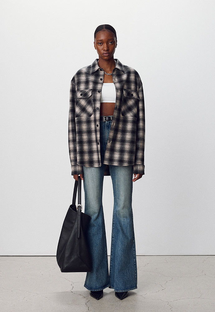 Tonywack - Ombré Wool Check Shirt (Black/Ecru) product image 2 | TRAB K-Fashion Australia