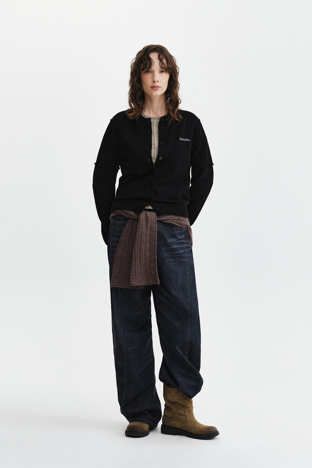 Matin Kim - Cashmere Blended Cutline Round Cardigan (Black) product image 9 | TRAB K-Fashion Australia