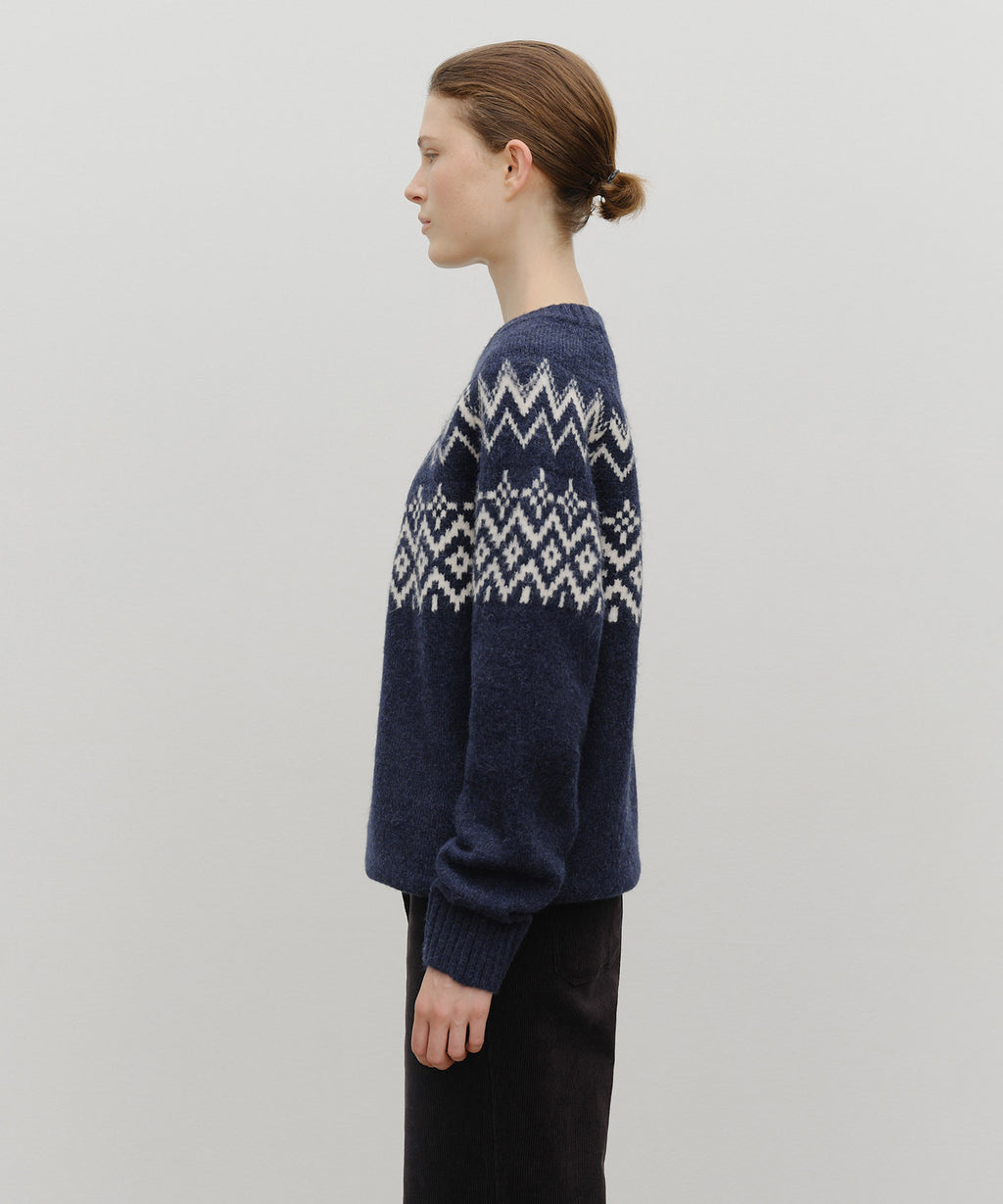 Marithe & Francois Girbaud - Fairisle Crew Neck Knit Pullover (Navy) product image 1 | TRAB K-Fashion Australia