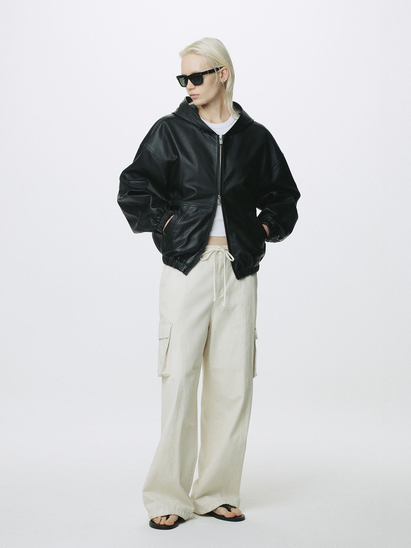 Tonywack - Nappa Leather Hoodie Jacket (Black) product image 3 | TRAB K-Fashion Australia