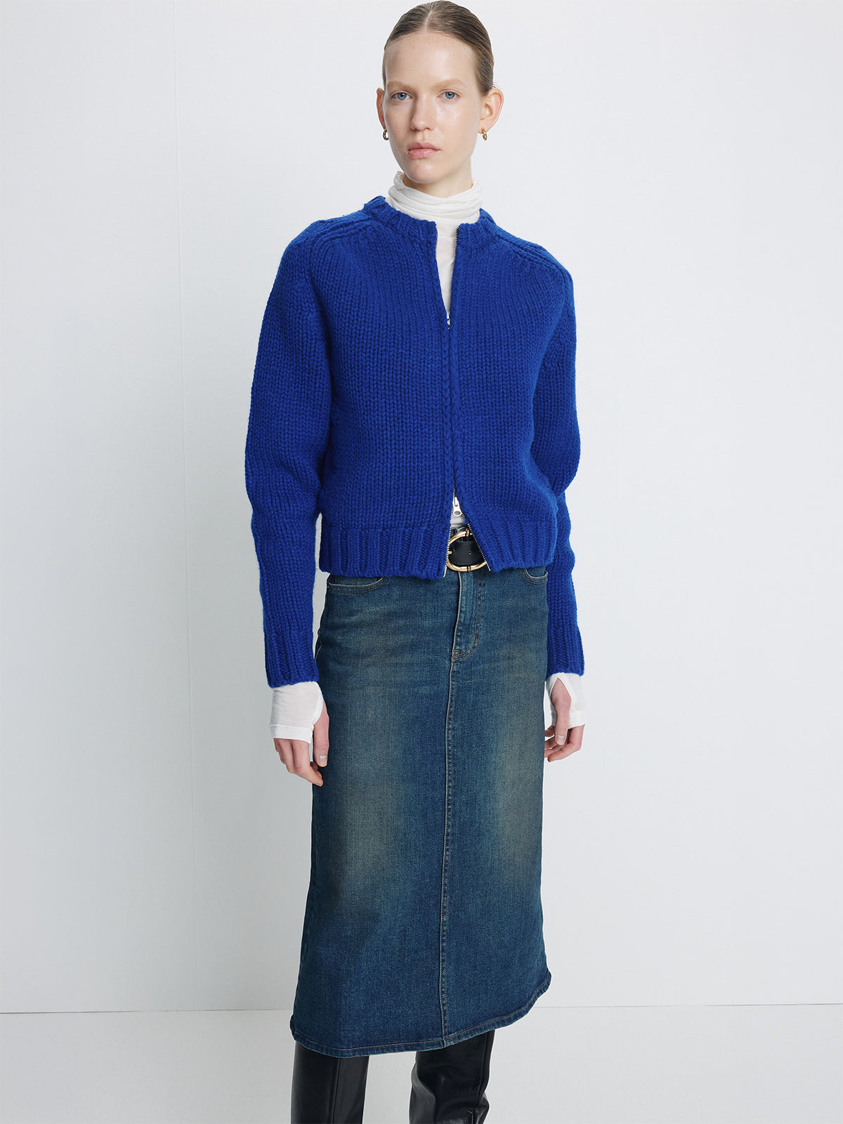 Tonywack - Denim Midi Skirt (Washed Mid Blue) product image 4 | TRAB K-Fashion Australia