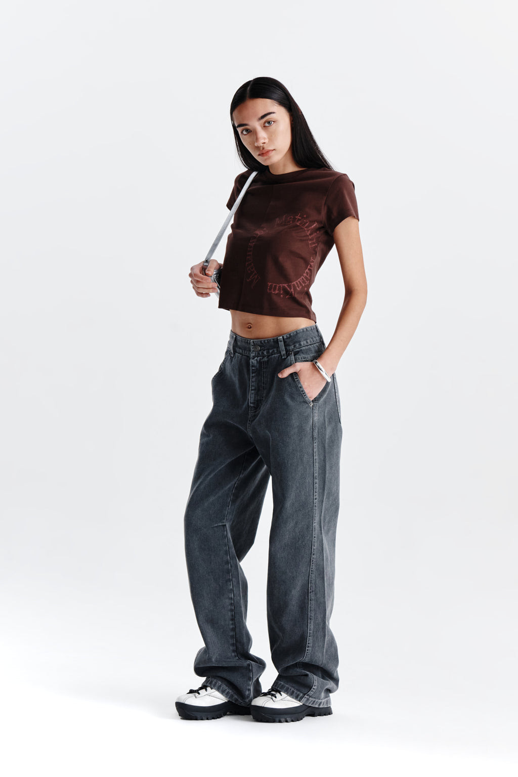 Matin Kim - Print Mixed Crop Top (Brown) product image 9 | TRAB K-Fashion Australia